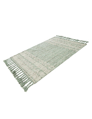 Sea Green 4' 1 x 6' 1 Eco Bohemian Indoor Outdoor Rectangle Area Rug Weather Resistant for Patio, Deck, Terrace, Balcony, Porch 100% Recycled PET Polyester Carpet Mat for Sale at Rug Engine