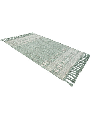 Sea Green 5' 1 x 8' Eco Bohemian Indoor Outdoor Rectangle Area Rug Weather Resistant for Patio, Deck, Terrace, Balcony, Porch 100% Recycled PET Polyester Carpet Mat for Sale at Rug Engine