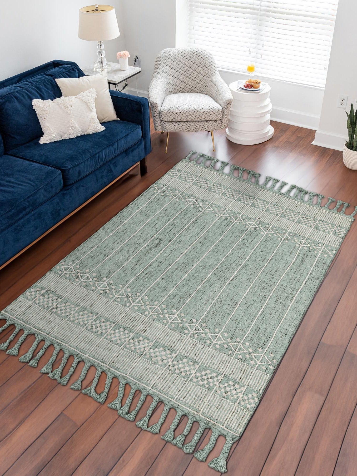 Sea Green 10' x 14' 1 Eco Bohemian Indoor Outdoor Rectangle Area Rug Weather Resistant for Patio, Deck, Terrace, Balcony, Porch 100% Recycled PET Polyester Carpet Mat for Sale at Rug Engine