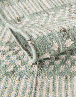Sea Green 5' 1 x 8' Eco Bohemian Indoor Outdoor Rectangle Area Rug Weather Resistant for Patio, Deck, Terrace, Balcony, Porch 100% Recycled PET Polyester Carpet Mat for Sale at Rug Engine