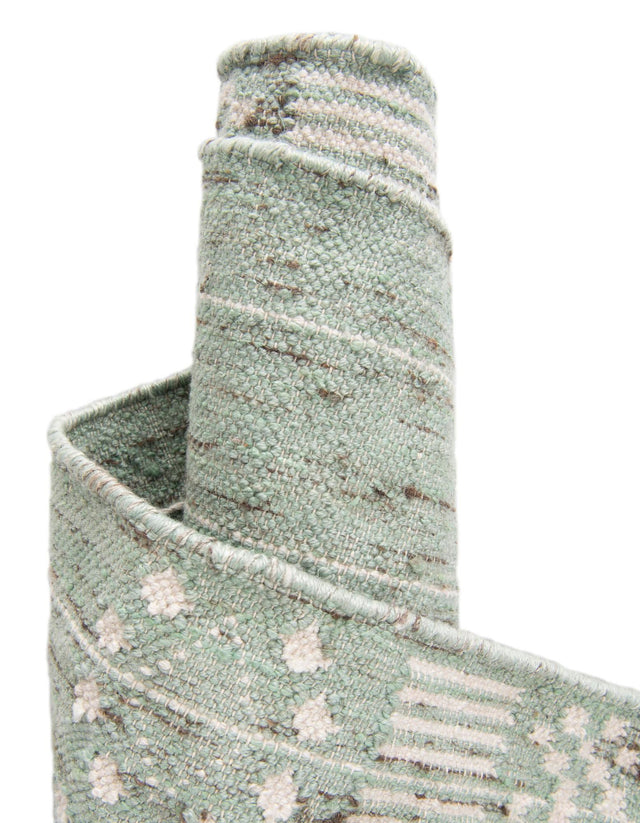 Sea Green 4' 1 x 6' 1 Eco Bohemian Indoor Outdoor Rectangle Area Rug Weather Resistant for Patio, Deck, Terrace, Balcony, Porch 100% Recycled PET Polyester Carpet Mat for Sale at Rug Engine