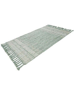 Sea Green 5' 1 x 8' Eco Bohemian Indoor Outdoor Rectangle Area Rug Weather Resistant for Patio, Deck, Terrace, Balcony, Porch 100% Recycled PET Polyester Carpet Mat for Sale at Rug Engine
