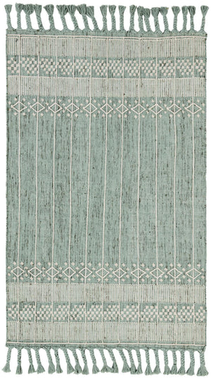 Sea Green 5' 1 x 8' Eco Bohemian Indoor Outdoor Rectangle Area Rug Weather Resistant for Patio, Deck, Terrace, Balcony, Porch 100% Recycled PET Polyester Carpet Mat for Sale at Rug Engine