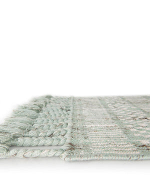 Sea Green 2' 2 x 6' 7 Eco Bohemian Indoor Outdoor Runner Area Rug Weather Resistant for Patio, Deck, Terrace, Balcony, Porch 100% Recycled PET Polyester Carpet Mat for Sale at Rug Engine
