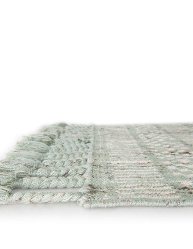 Sea Green 2' 2 x 6' 7 Eco Bohemian Indoor Outdoor Runner Area Rug Weather Resistant for Patio, Deck, Terrace, Balcony, Porch 100% Recycled PET Polyester Carpet Mat for Sale at Rug Engine