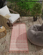 SOFT PINK 2' 2 x 6' 7 Eco Bohemian Indoor Outdoor Runner Area Rug Weather Resistant for Patio, Deck, Terrace, Balcony, Porch 100% Recycled PET Polyester Carpet Mat for Sale at Rug Engine