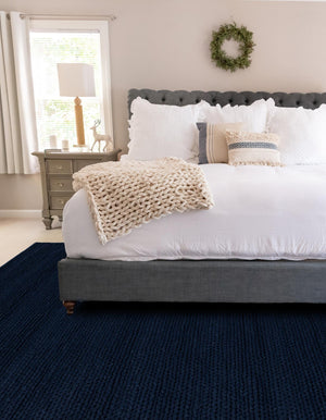 Navy Blue 5' 1 x 8' Lana New Zealand Wool Rectangle Area Rug All Natural Premium Wool Hand Woven Carpet for Luxury Interior Home Design for Sale at Rug Engine