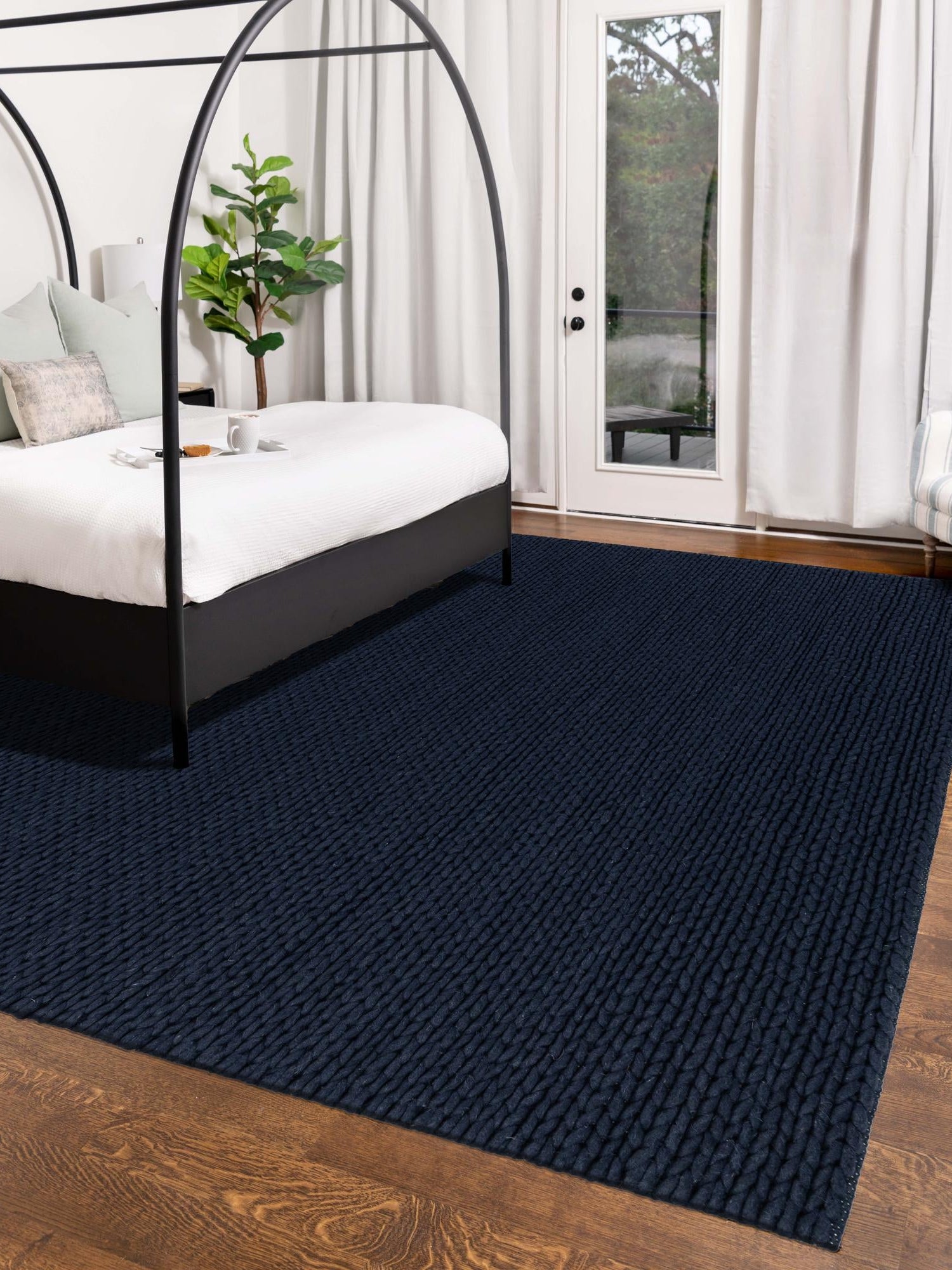 Navy Blue 10' x 14' 1 Lana New Zealand Wool Rectangle Area Rug All Natural Premium Wool Hand Woven Carpet for Luxury Interior Home Design for Sale at Rug Engine