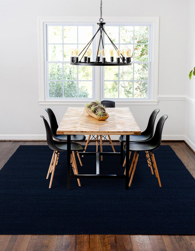 Navy Blue 9' x 12' Lana New Zealand Wool Rectangle Area Rug All Natural Premium Wool Hand Woven Carpet for Luxury Interior Home Design for Sale at Rug Engine
