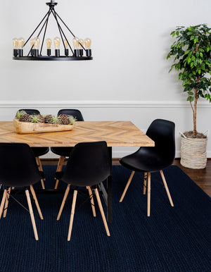 Navy Blue 10' x 14' 1 Lana New Zealand Wool Rectangle Area Rug All Natural Premium Wool Hand Woven Carpet for Luxury Interior Home Design for Sale at Rug Engine