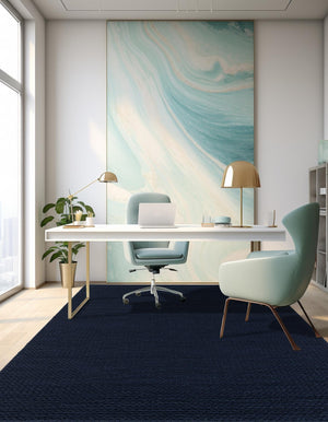 Navy Blue 9' x 12' Lana New Zealand Wool Rectangle Area Rug All Natural Premium Wool Hand Woven Carpet for Luxury Interior Home Design for Sale at Rug Engine