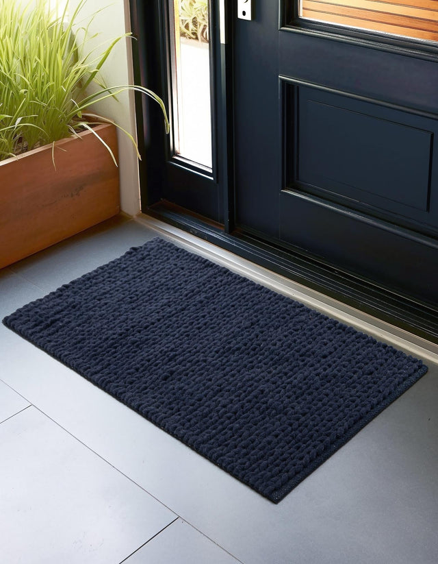 Navy Blue 9' x 12' Lana New Zealand Wool Rectangle Area Rug All Natural Premium Wool Hand Woven Carpet for Luxury Interior Home Design for Sale at Rug Engine
