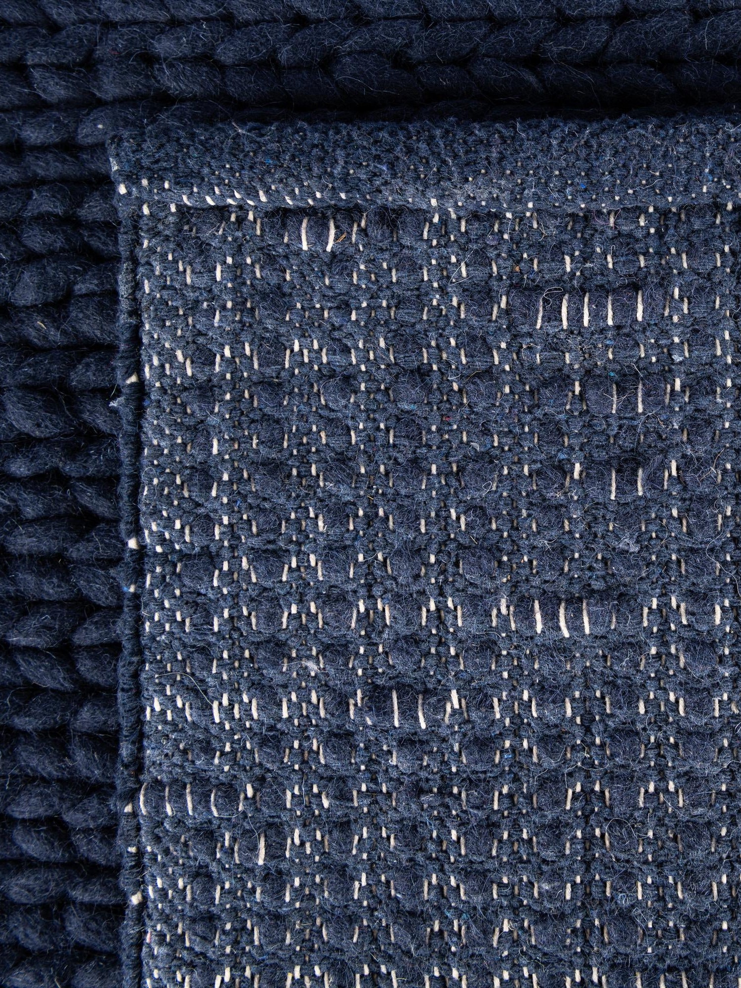 Navy Blue 5' 1 x 8' Lana New Zealand Wool Rectangle Area Rug All Natural Premium Wool Hand Woven Carpet for Luxury Interior Home Design for Sale at Rug Engine