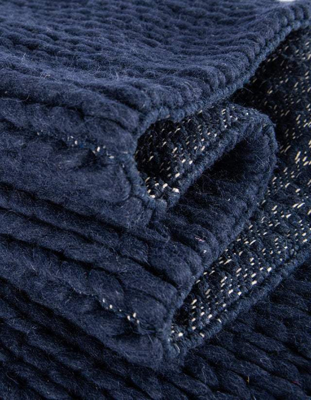 Navy Blue 9' x 12' Lana New Zealand Wool Rectangle Area Rug All Natural Premium Wool Hand Woven Carpet for Luxury Interior Home Design for Sale at Rug Engine