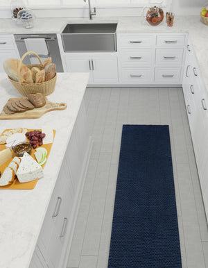 Navy Blue 2' x 6' 7 Lana New Zealand Wool Runner Area Rug All Natural Premium Wool Hand Woven Carpet for Luxury Interior Home Design for Sale at Rug Engine