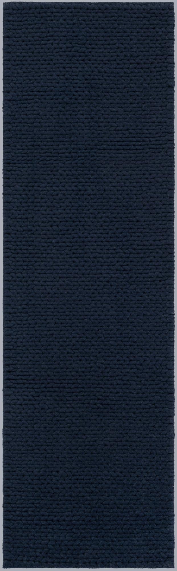 Navy Blue 2' x 6' 7 Lana New Zealand Wool Runner Area Rug All Natural Premium Wool Hand Woven Carpet for Luxury Interior Home Design for Sale at Rug Engine