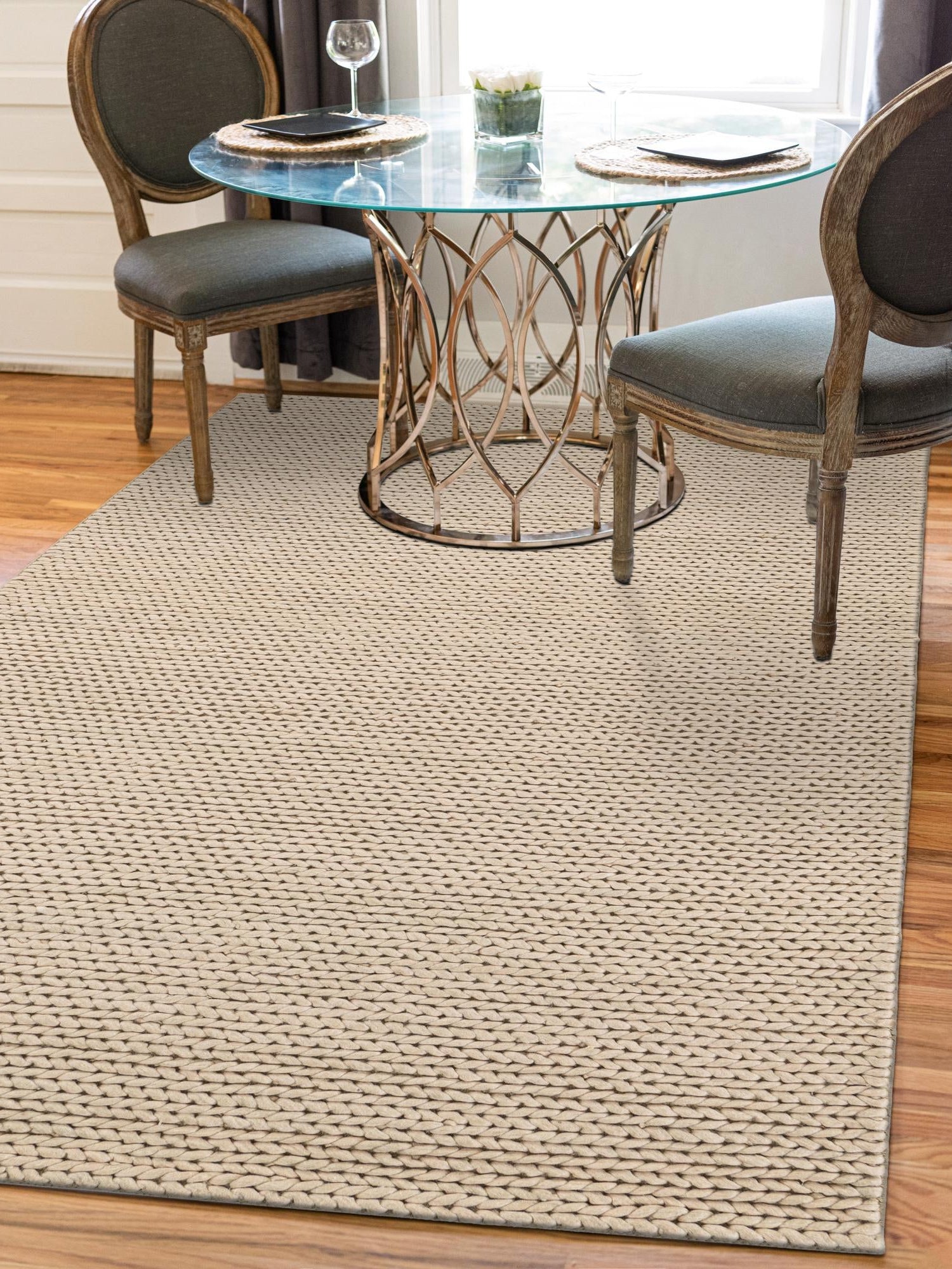 Taupe 4' 1 x 6' 1 Lana New Zealand Wool Rectangle Area Rug All Natural Premium Wool Hand Woven Carpet for Luxury Interior Home Design for Sale at Rug Engine