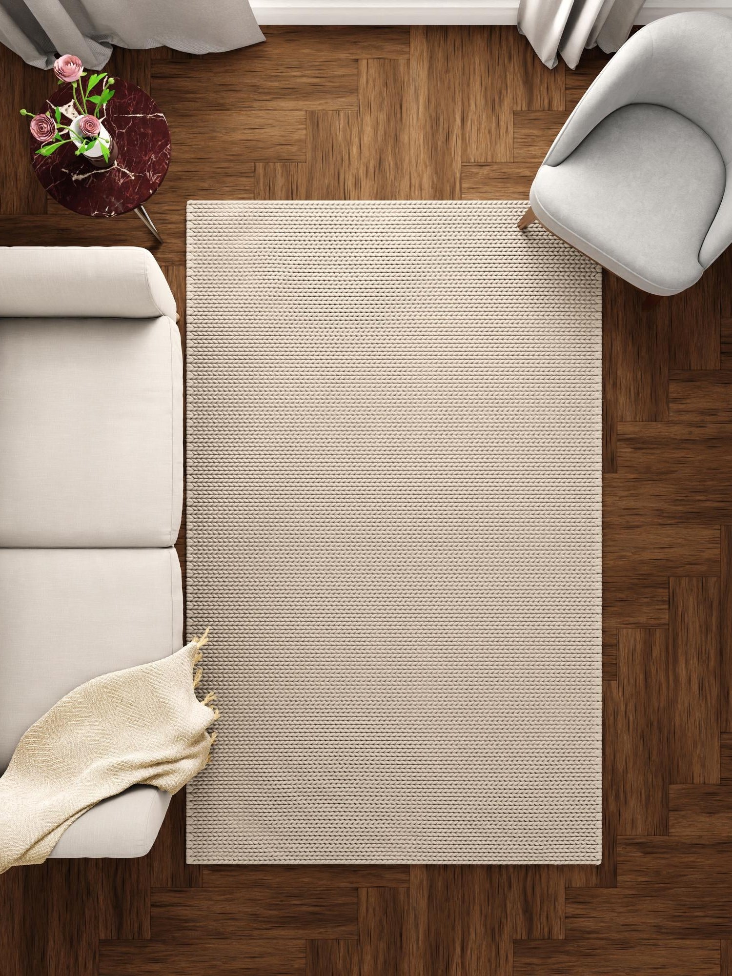 Taupe 5' 1 x 8' Lana New Zealand Wool Rectangle Area Rug All Natural Premium Wool Hand Woven Carpet for Luxury Interior Home Design for Sale at Rug Engine