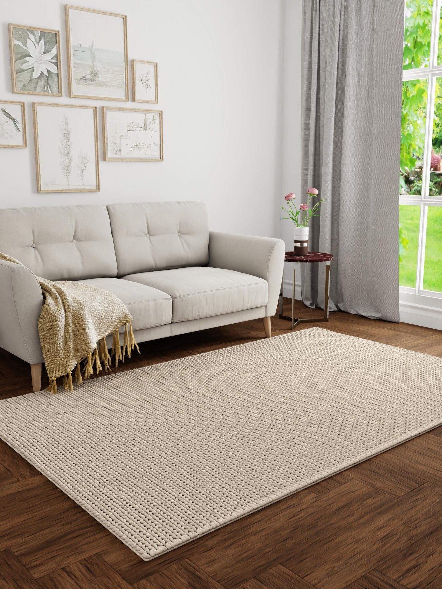 Taupe 5' 1 x 8' Lana New Zealand Wool Rectangle Area Rug All Natural Premium Wool Hand Woven Carpet for Luxury Interior Home Design for Sale at Rug Engine