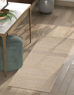 Taupe 2' x 8' Lana New Zealand Wool Runner Area Rug All Natural Premium Wool Hand Woven Carpet for Luxury Interior Home Design for Sale at Rug Engine