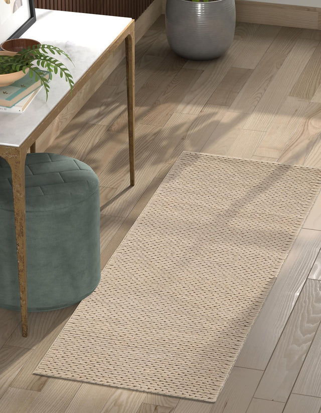 Taupe 2' x 8' Lana New Zealand Wool Runner Area Rug All Natural Premium Wool Hand Woven Carpet for Luxury Interior Home Design for Sale at Rug Engine