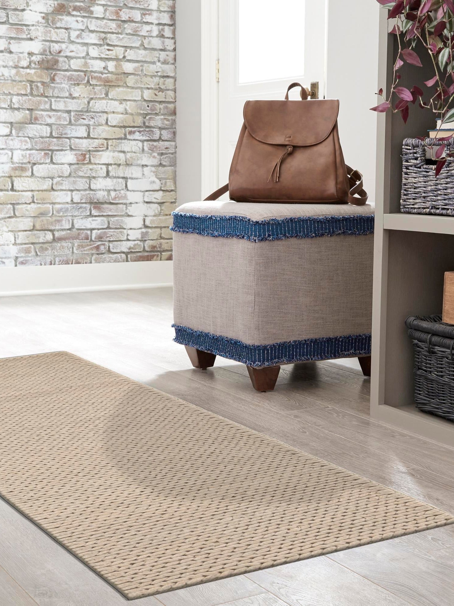 Taupe 2' x 8' Lana New Zealand Wool Runner Area Rug All Natural Premium Wool Hand Woven Carpet for Luxury Interior Home Design for Sale at Rug Engine