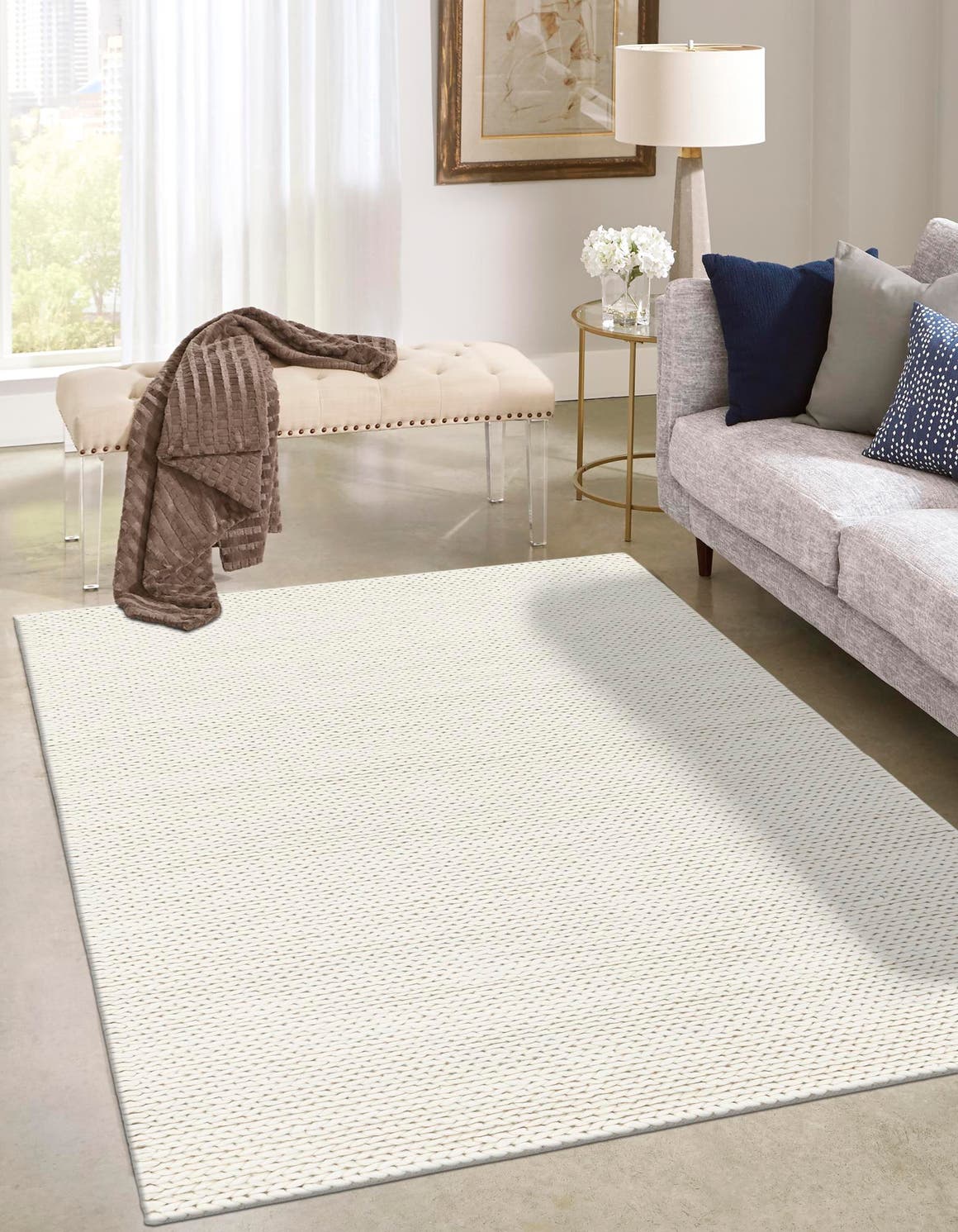 Ivory 5' 1 x 8' Lana New Zealand Wool Rectangle Area Rug All Natural Premium Wool Hand Woven Carpet for Luxury Interior Home Design for Sale at Rug Engine