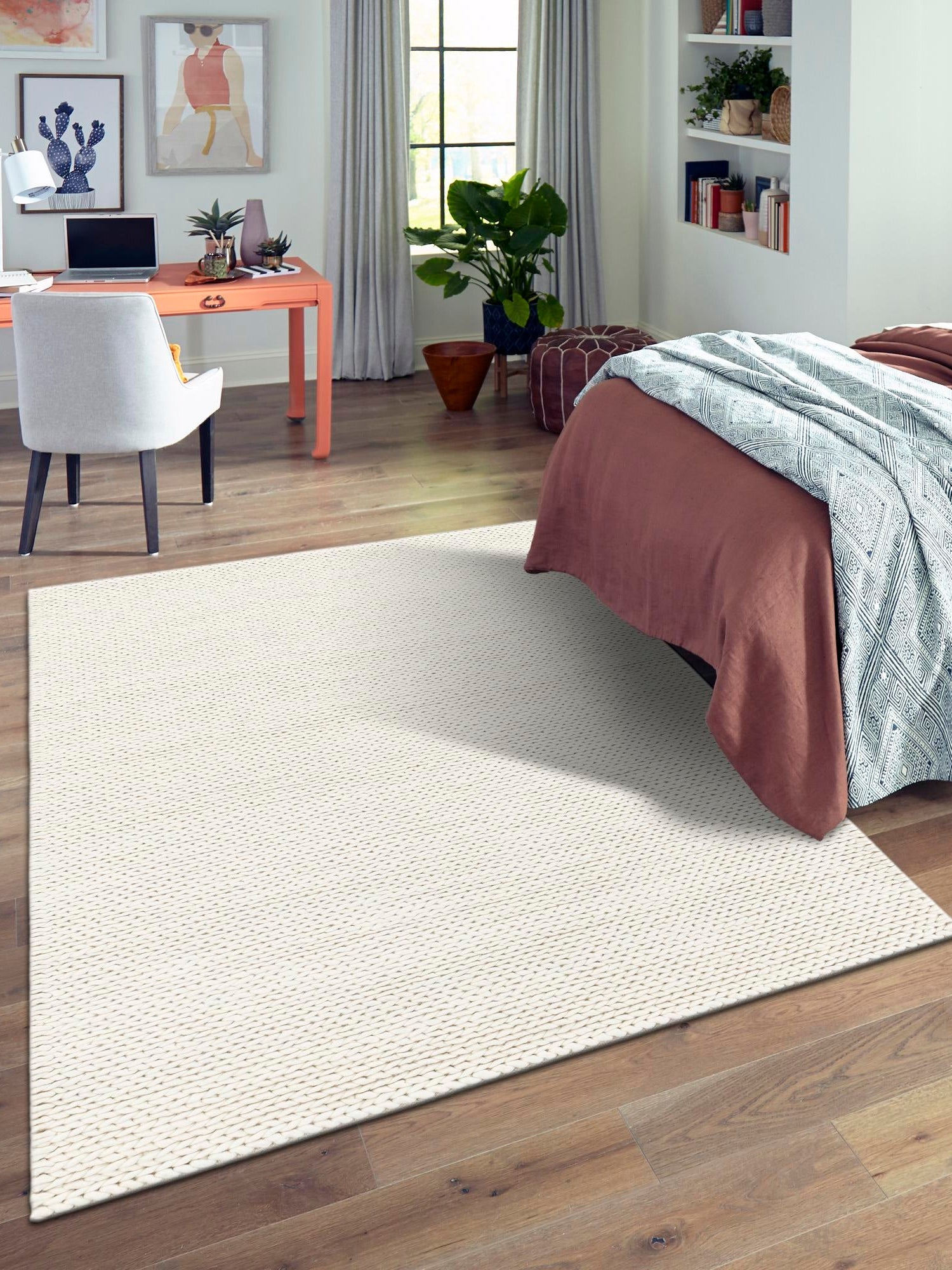 Ivory 7' 10 x 10' Lana New Zealand Wool Rectangle Area Rug All Natural Premium Wool Hand Woven Carpet for Luxury Interior Home Design for Sale at Rug Engine