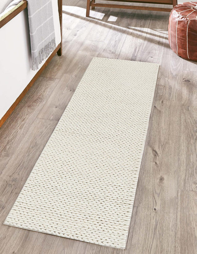 Ivory 2' x 5' 1 Lana New Zealand Wool Runner Area Rug All Natural Premium Wool Hand Woven Carpet for Luxury Interior Home Design for Sale at Rug Engine
