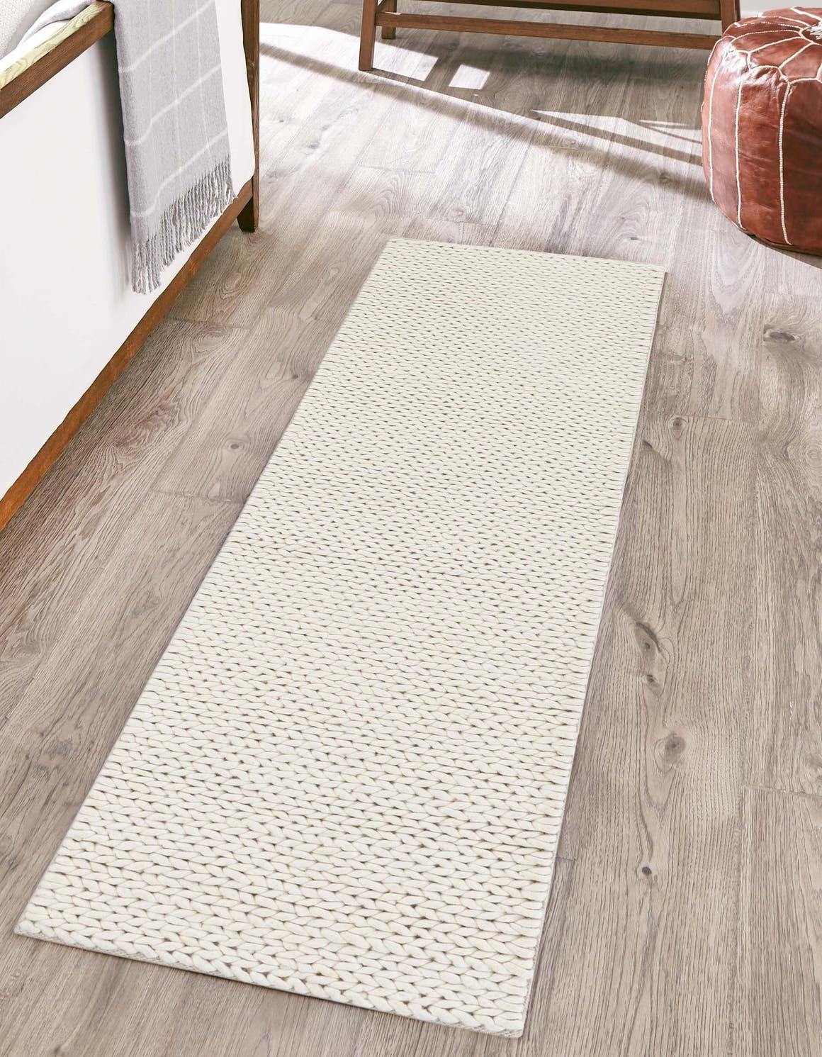 Ivory 2' x 8' Lana New Zealand Wool Runner Area Rug All Natural Premium Wool Hand Woven Carpet for Luxury Interior Home Design for Sale at Rug Engine