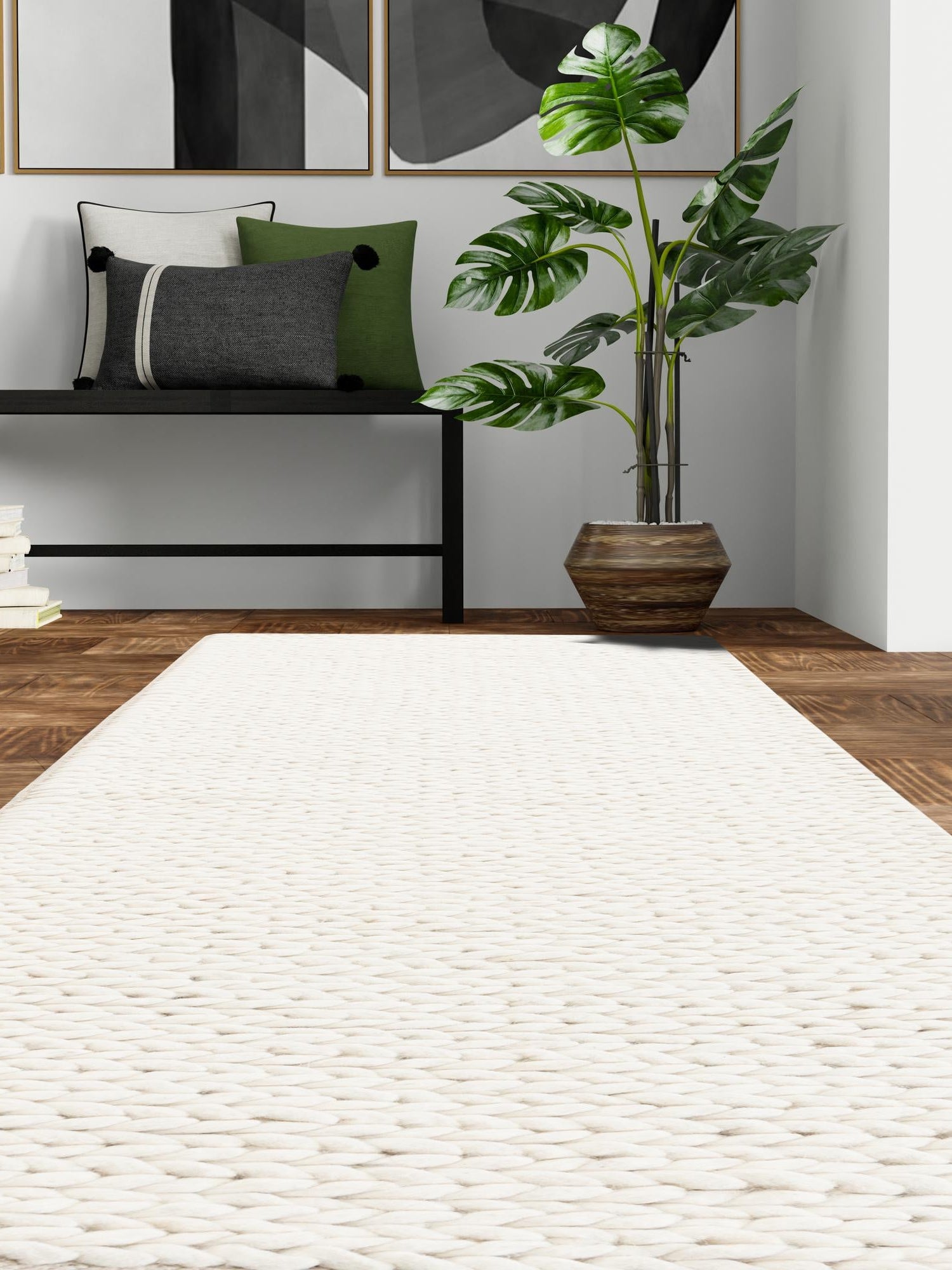 Ivory 2' x 8' Lana New Zealand Wool Runner Area Rug All Natural Premium Wool Hand Woven Carpet for Luxury Interior Home Design for Sale at Rug Engine