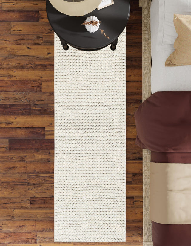 Ivory 2' x 5' 1 Lana New Zealand Wool Runner Area Rug All Natural Premium Wool Hand Woven Carpet for Luxury Interior Home Design for Sale at Rug Engine