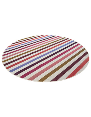 White 10' x 10' Outdoor Striped Round Area Rug Weather Resistant for Patio, Deck, Terrace, Balcony, Porch Geometric Pattern Waterproof Carpet for Sale at Rug Engine