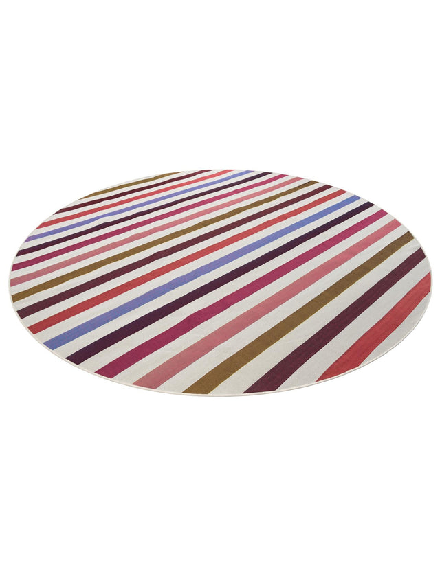 White 10' x 10' Outdoor Striped Round Area Rug Weather Resistant for Patio, Deck, Terrace, Balcony, Porch Geometric Pattern Waterproof Carpet for Sale at Rug Engine