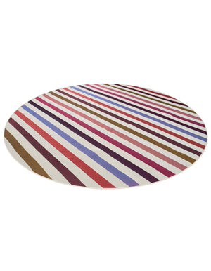 White 10' x 10' Outdoor Striped Round Area Rug Weather Resistant for Patio, Deck, Terrace, Balcony, Porch Geometric Pattern Waterproof Carpet for Sale at Rug Engine