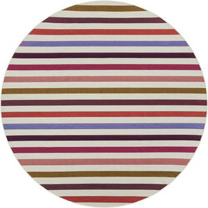 White 10' x 10' Outdoor Striped Round Area Rug Weather Resistant for Patio, Deck, Terrace, Balcony, Porch Geometric Pattern Waterproof Carpet for Sale at Rug Engine