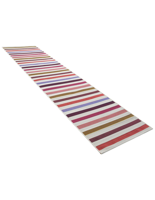 White 2' 7 x 12' Outdoor Striped Runner Area Rug Weather Resistant for Patio, Deck, Terrace, Balcony, Porch Geometric Pattern Waterproof Carpet for Sale at Rug Engine