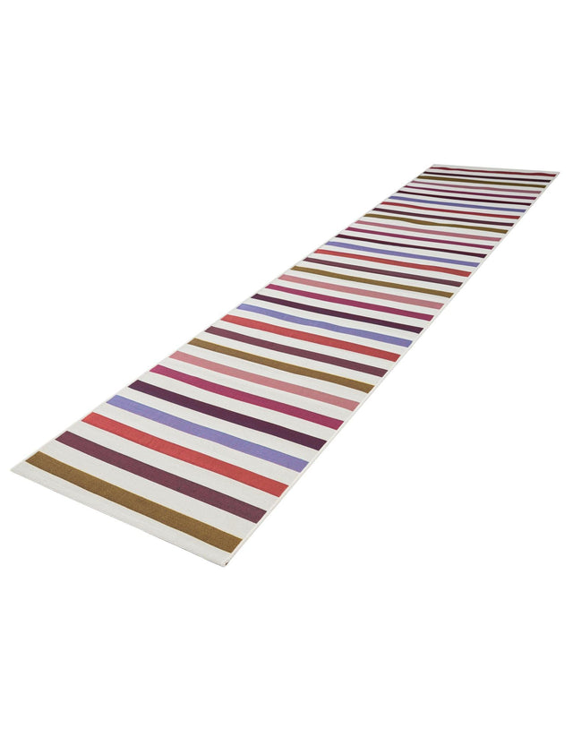 White 2' 7 x 12' Outdoor Striped Runner Area Rug Weather Resistant for Patio, Deck, Terrace, Balcony, Porch Geometric Pattern Waterproof Carpet for Sale at Rug Engine