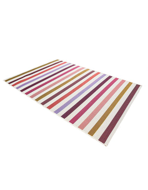 White 4' 1 x 6' 1 Outdoor Striped Rectangle Area Rug Weather Resistant for Patio, Deck, Terrace, Balcony, Porch Geometric Pattern Waterproof Carpet for Sale at Rug Engine