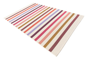 White 5' 3 x 8' Outdoor Striped Rectangle Area Rug Weather Resistant for Patio, Deck, Terrace, Balcony, Porch Geometric Pattern Waterproof Carpet for Sale at Rug Engine