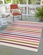 White 10' x 13' 1 Outdoor Striped Rectangle Area Rug Weather Resistant for Patio, Deck, Terrace, Balcony, Porch Geometric Pattern Waterproof Carpet for Sale at Rug Engine
