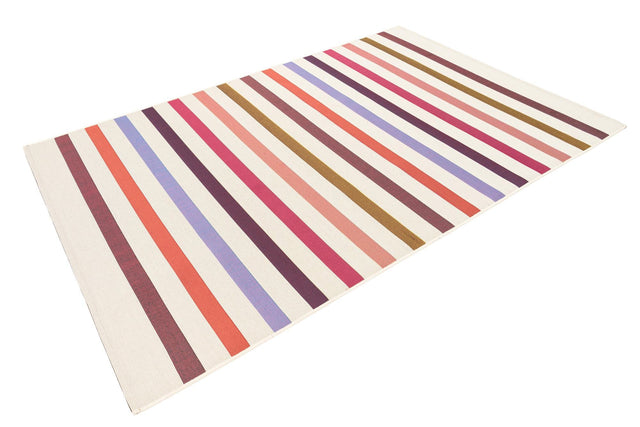 White 5' 3 x 8' Outdoor Striped Rectangle Area Rug Weather Resistant for Patio, Deck, Terrace, Balcony, Porch Geometric Pattern Waterproof Carpet for Sale at Rug Engine