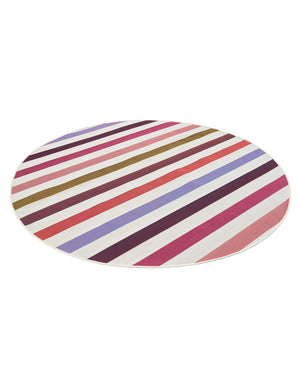 White 6' 1 x 6' 1 Outdoor Striped Round Area Rug Weather Resistant for Patio, Deck, Terrace, Balcony, Porch Geometric Pattern Waterproof Carpet for Sale at Rug Engine