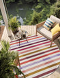 White 3' 1 x 3' 1 Outdoor Striped Round Area Rug Weather Resistant for Patio, Deck, Terrace, Balcony, Porch Geometric Pattern Waterproof Carpet for Sale at Rug Engine