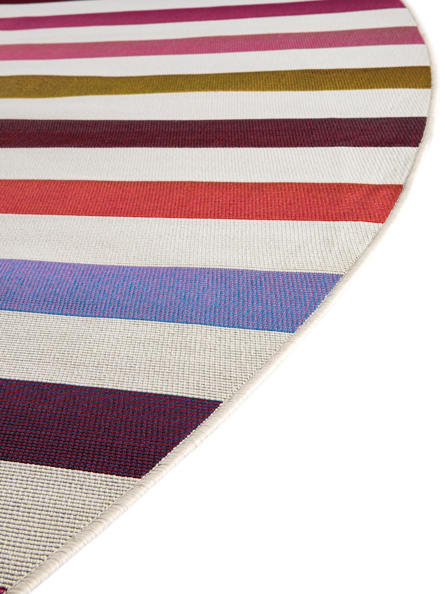 White 7' 10 x 7' 10 Outdoor Striped Round Area Rug Weather Resistant for Patio, Deck, Terrace, Balcony, Porch Geometric Pattern Waterproof Carpet for Sale at Rug Engine