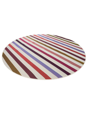 White 7' 10 x 7' 10 Outdoor Striped Round Area Rug Weather Resistant for Patio, Deck, Terrace, Balcony, Porch Geometric Pattern Waterproof Carpet for Sale at Rug Engine