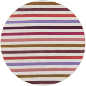 White 7' 10 x 7' 10 Outdoor Striped Round Area Rug Weather Resistant for Patio, Deck, Terrace, Balcony, Porch Geometric Pattern Waterproof Carpet for Sale at Rug Engine