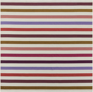 White 7' 10 x 7' 10 Outdoor Striped Square Area Rug Weather Resistant for Patio, Deck, Terrace, Balcony, Porch Geometric Pattern Waterproof Carpet for Sale at Rug Engine