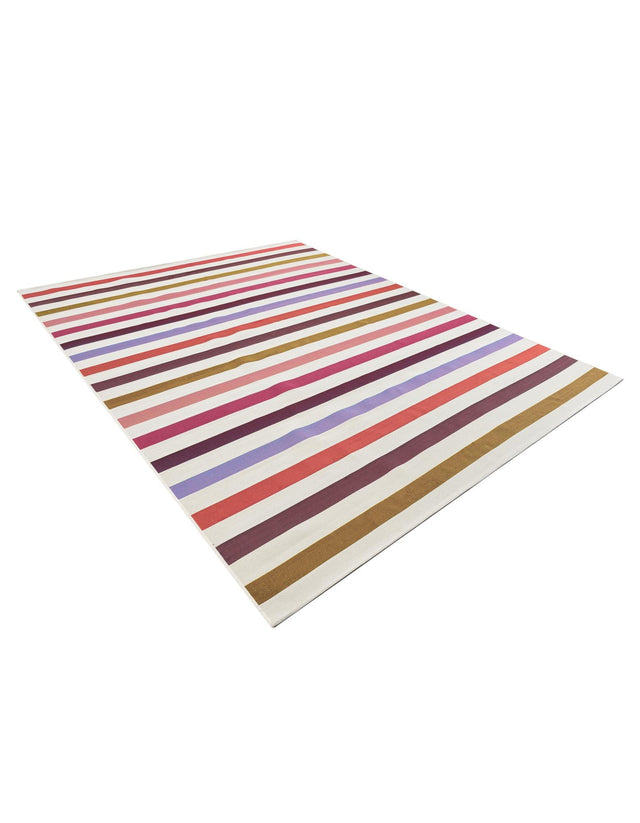 White 7' 10 x 10' Outdoor Striped Rectangle Area Rug Weather Resistant for Patio, Deck, Terrace, Balcony, Porch Geometric Pattern Waterproof Carpet for Sale at Rug Engine