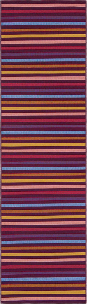 Multicolor 2' 7 x 10' Outdoor Striped Runner Area Rug Weather Resistant for Patio, Deck, Terrace, Balcony, Porch Geometric Pattern Waterproof Carpet for Sale at Rug Engine